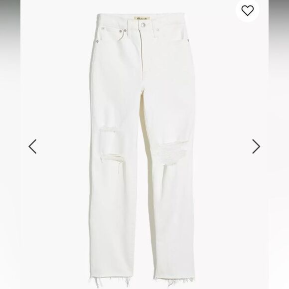 Madewell The Perfect Vintage Straight Jean in Tile White: Ripped-Knee Ed… - Picture 1 of 8
